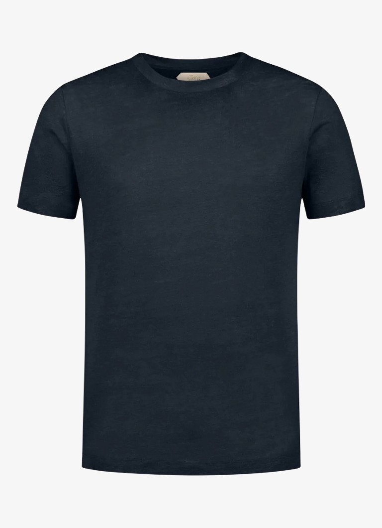Aurélien Heren T-shirt van linnen in de kleur Navy-410