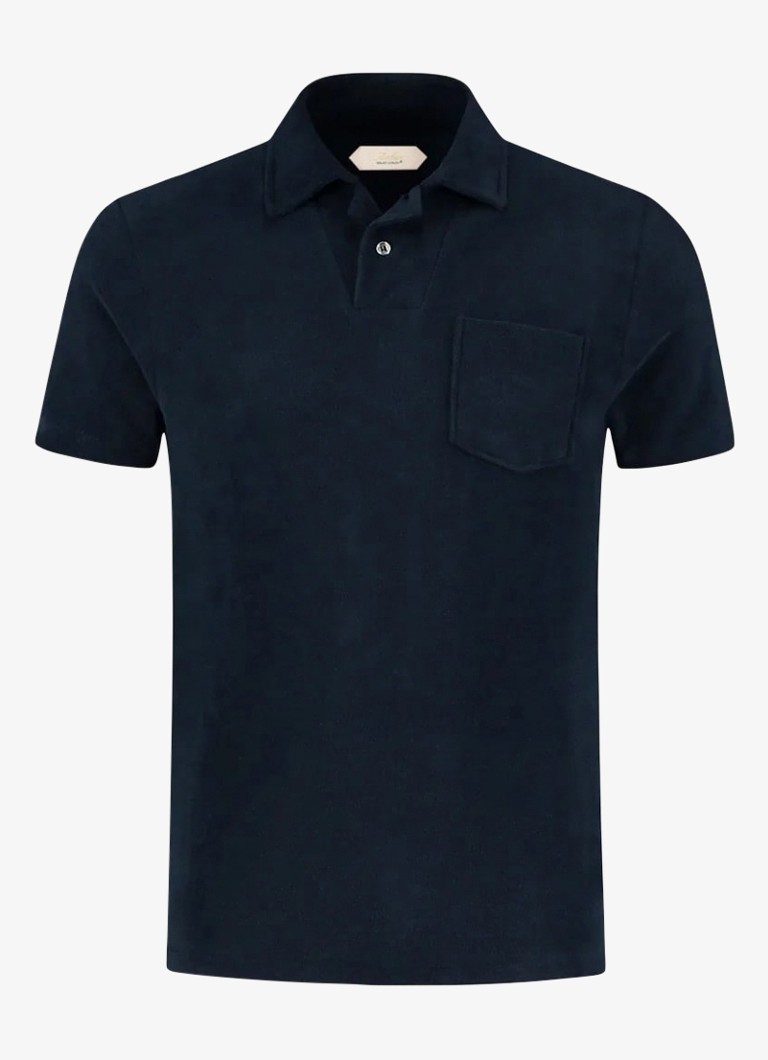Aurélien Heren Terry regular fit polo van badstof in de kleur Navy-410