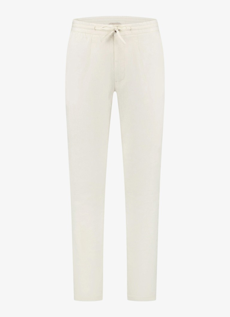 Aurélien Heren Straight fit pantalon van linnen in de kleur Ivory-120