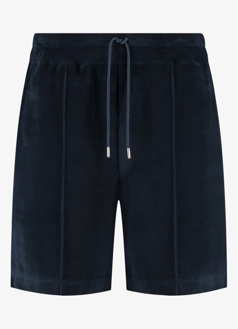 Aurélien Heren Terry straight fit korte broek van badstof in de kleur Navy-410