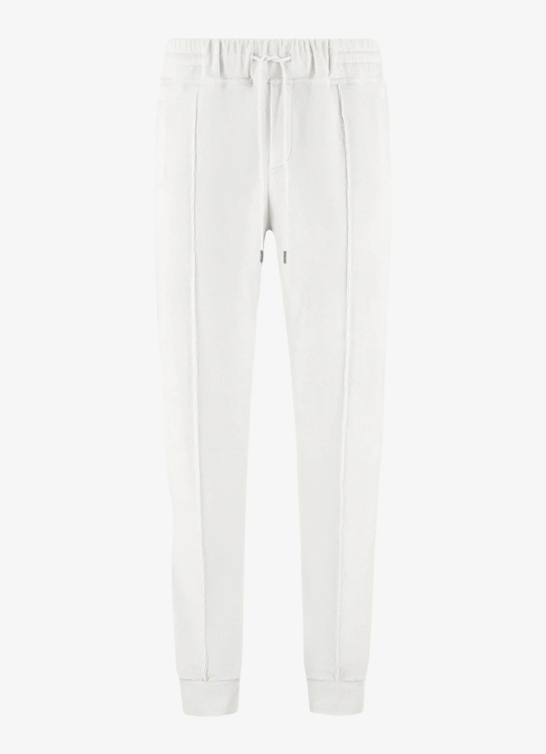 Aurélien Heren Terry tapered fit pantalon van badstof in de kleur White-110
