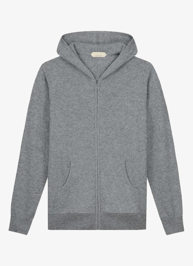 Aurélien Heren Fijngebreid vest met capuchon in de kleur Light Grey-50