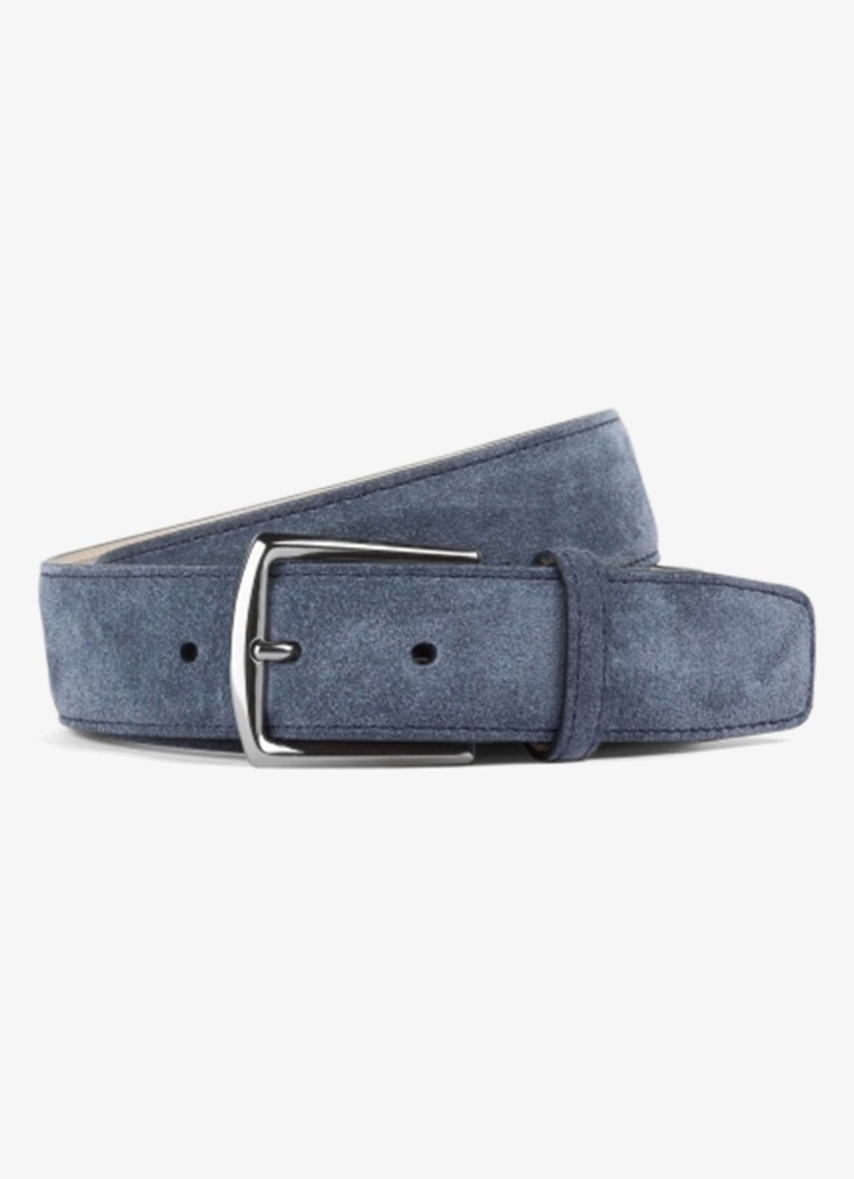Aurélien Heren Riem van suède in de kleur Steel Blue-400 / Blauw