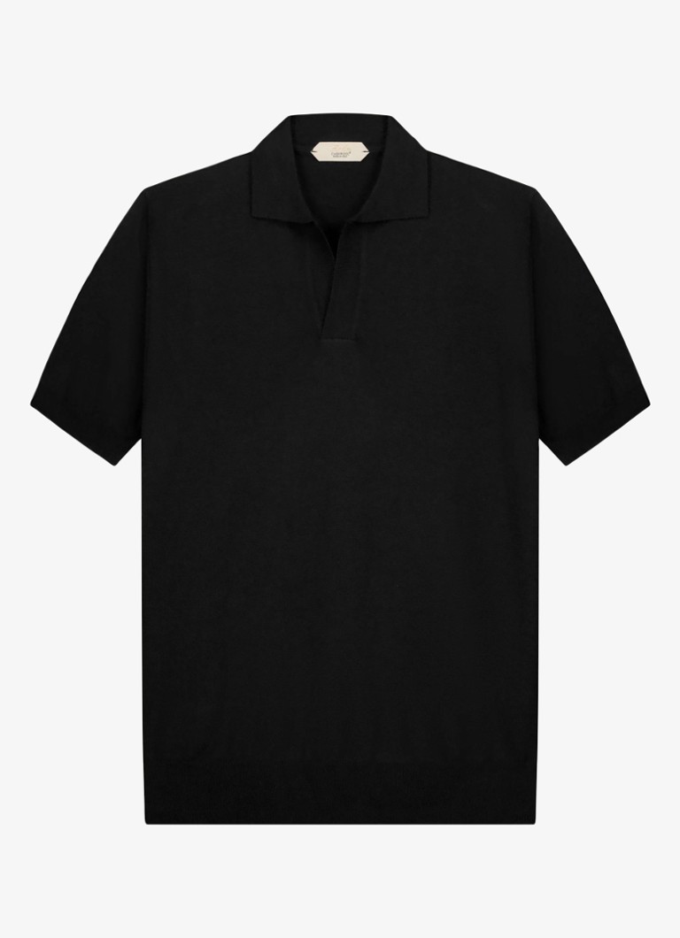 Aurélien Heren Regular fit polo van merino wol in de kleur Black-1