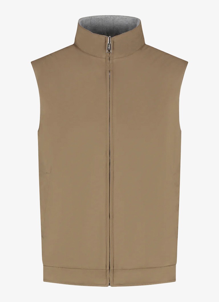 Aurélien Heren Reversible bodywarmer met opstaande kraag in de kleur Bruin