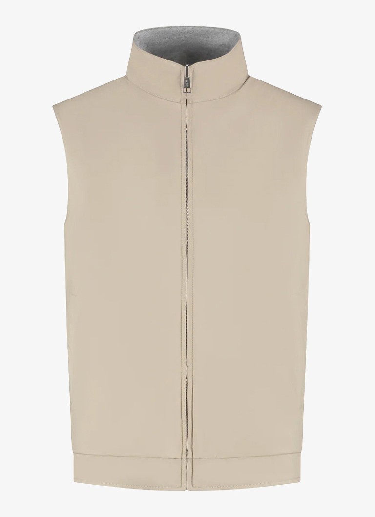 Aurélien Heren Reversible bodywarmer met opstaande kraag in de kleur Light Beige-271