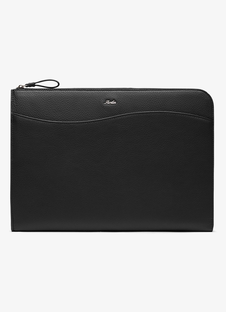 Aurélien Heren Wave handtas van kalfsleer in de kleur Black-1 / Zwart