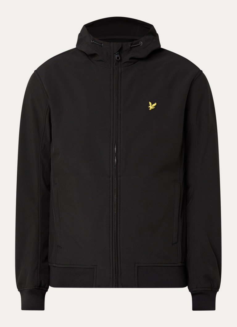 Lyle & Scott Heren Softshell jack met capuchon en ritszakken in de kleur Zwart, maat: L