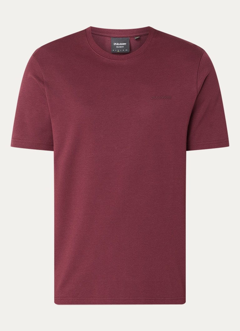 Lyle & Scott Heren Interlock T-shirt met logo in de kleur Bordeauxrood, maat: S