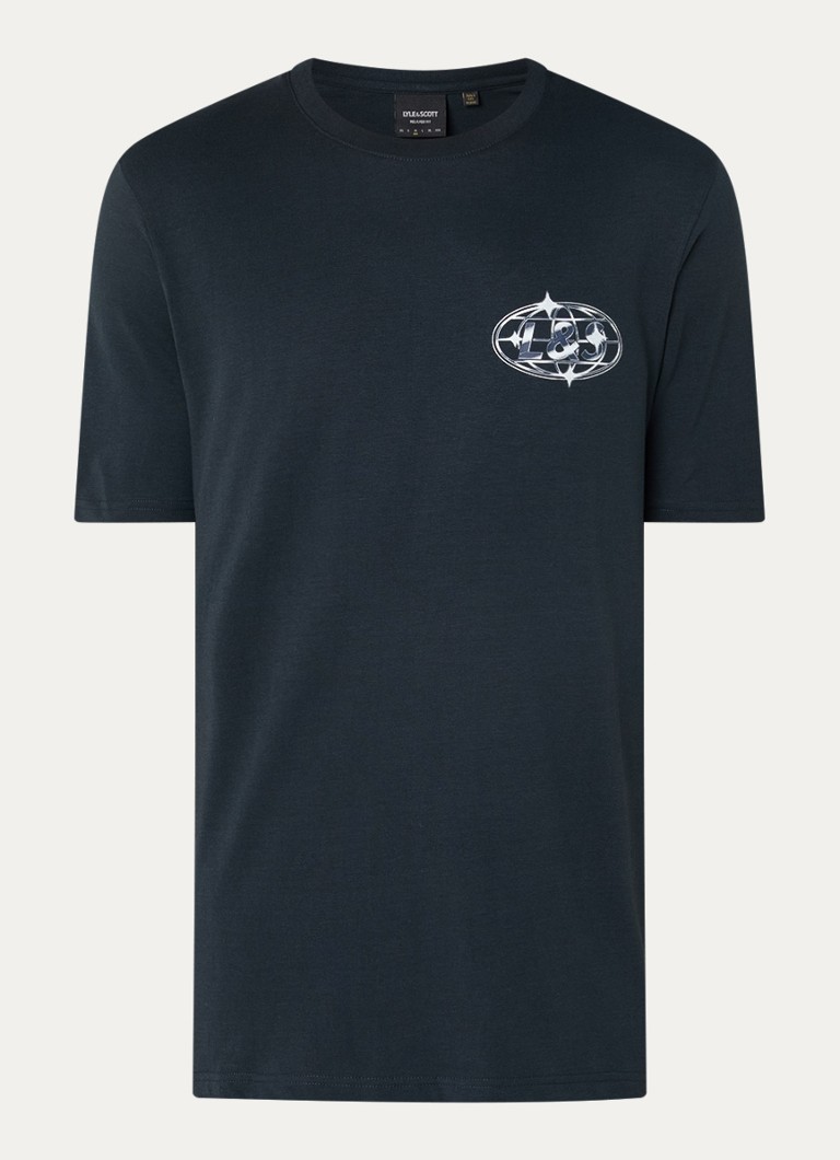 Lyle & Scott Heren Chrome T-shirt met logo- en backprint in de kleur Zwart, maat: XXL