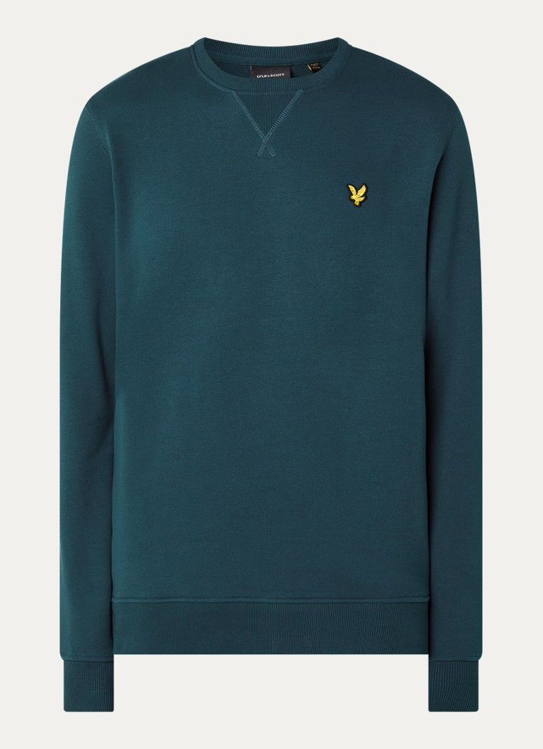 Lyle & Scott Heren Sweater met logoborduring in de kleur Petrol, maat: XL