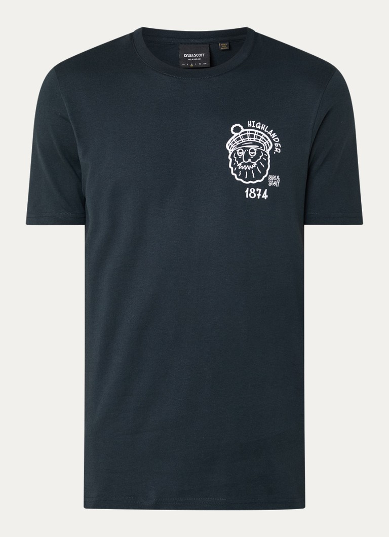 Lyle & Scott Heren T-shirt met front- en backprint in de kleur Zwart, maat: S