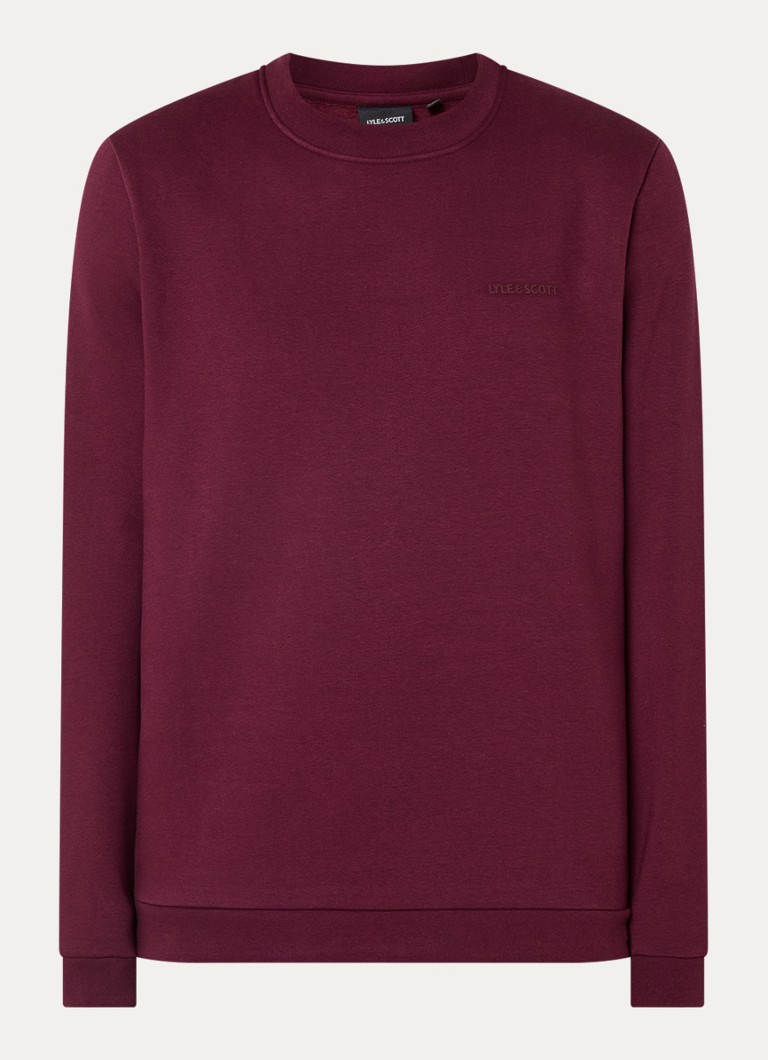 Lyle & Scott Heren Sweater met logoprint in de kleur Bordeauxrood, maat: M