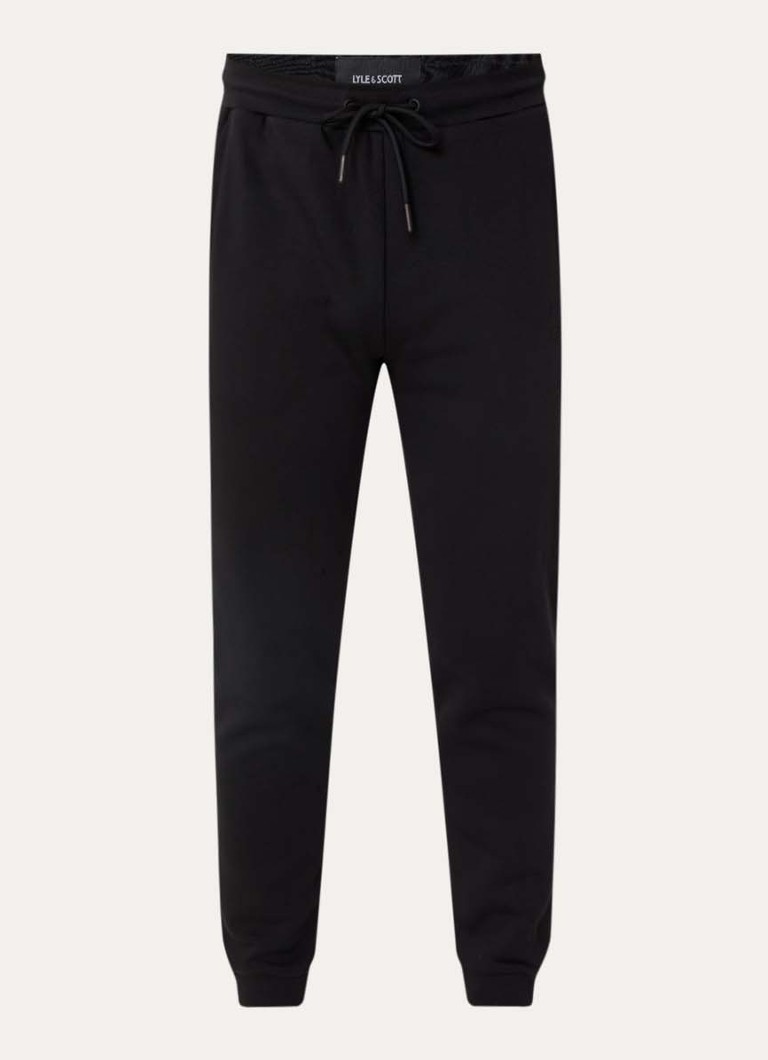 Lyle & Scott Heren Tapered fit joggingbroek met logo en steekzakken in de kleur Zwart, maat: XXL