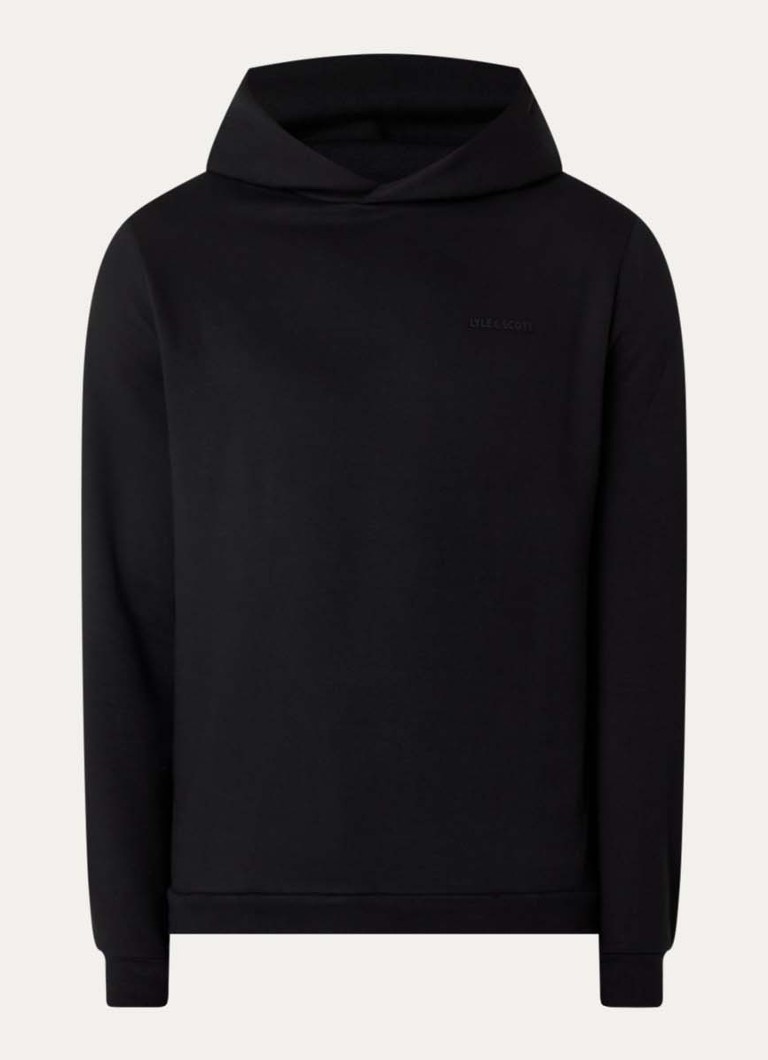 Lyle & Scott Heren Hoodie met steekzakken en logo in de kleur Zwart, maat: XS