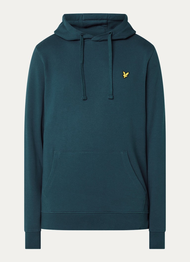 Lyle & Scott Heren Hoodie met logoborduring in de kleur Petrol, maat: M