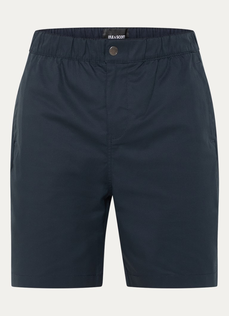 Lyle & Scott Heren Straight fit korte chino met steekzakken in de kleur Donkerblauw, maat: L