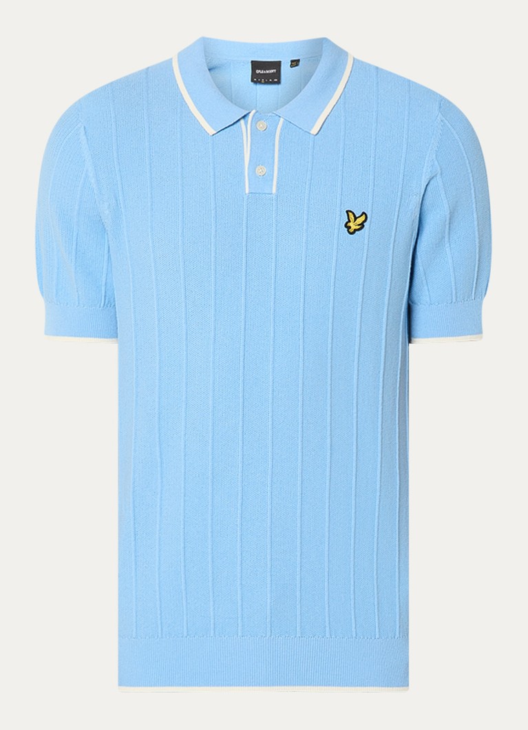 Lyle & Scott Heren Regular fit polo van piqué katoen met logo in de kleur Lichtblauw, maat: S