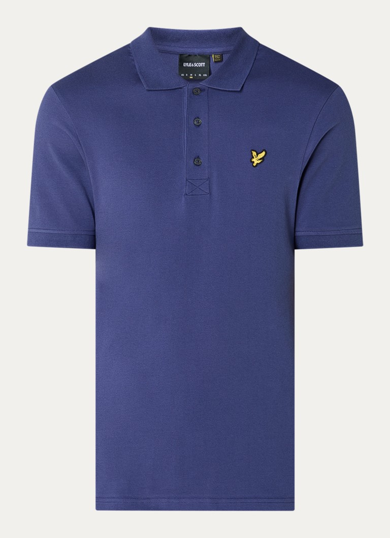 Lyle & Scott Heren Regular fit polo van piqué katoen met logoborduring in de kleur Donkerblauw, maat: XXL
