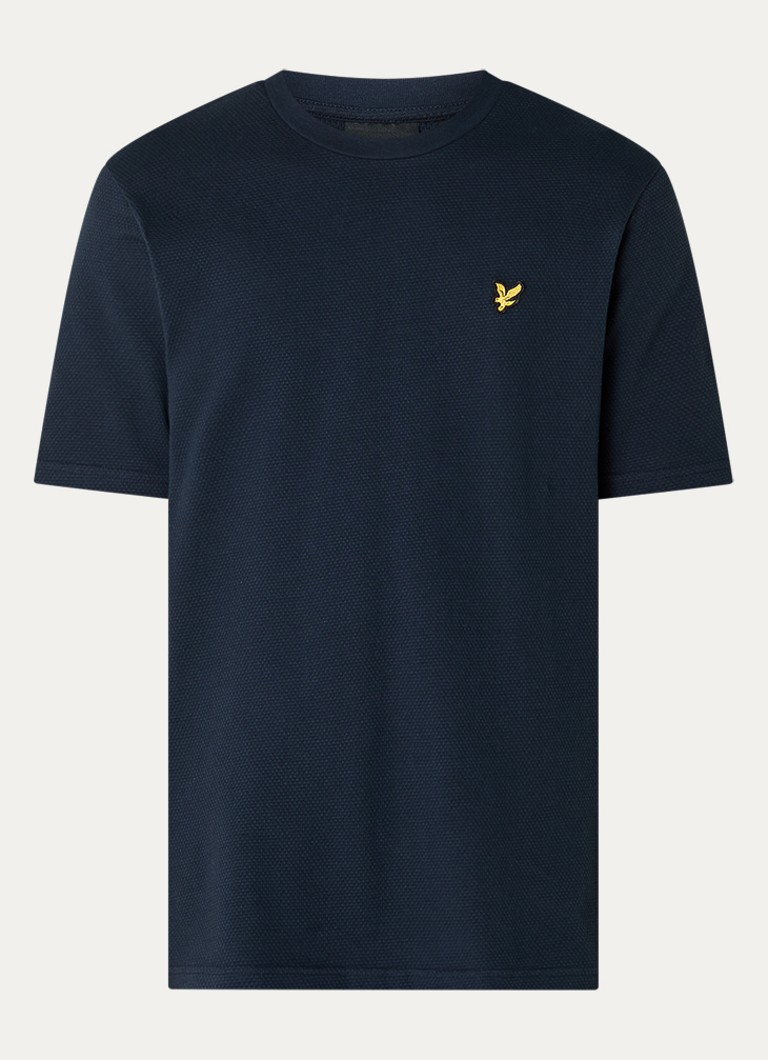 Lyle & Scott Heren Popcorn T-shirt met logo in de kleur Donkerblauw, maat: S
