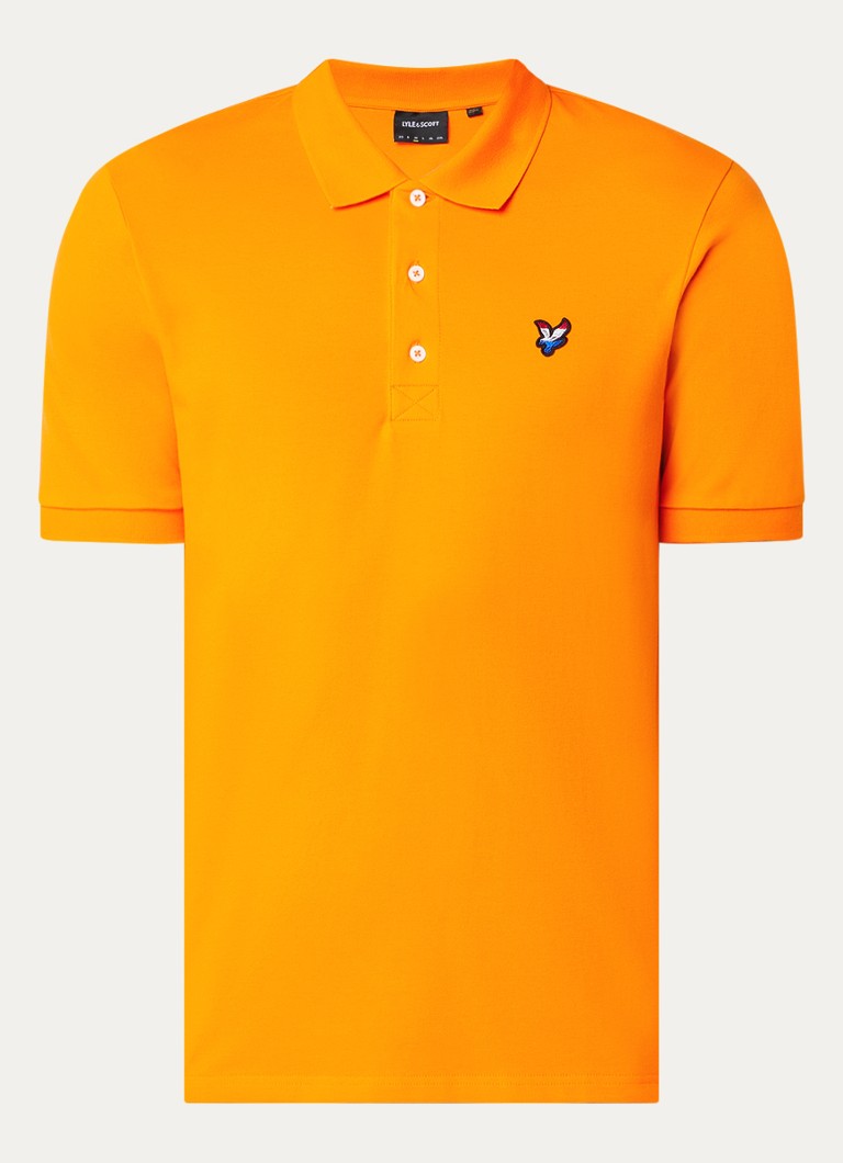 Lyle & Scott Heren Regular fit polo met logo in de kleur Oranje, maat: S