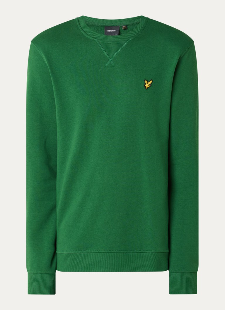 Lyle & Scott Heren Sweater met logoborduring in de kleur Donkergroen, maat: XL