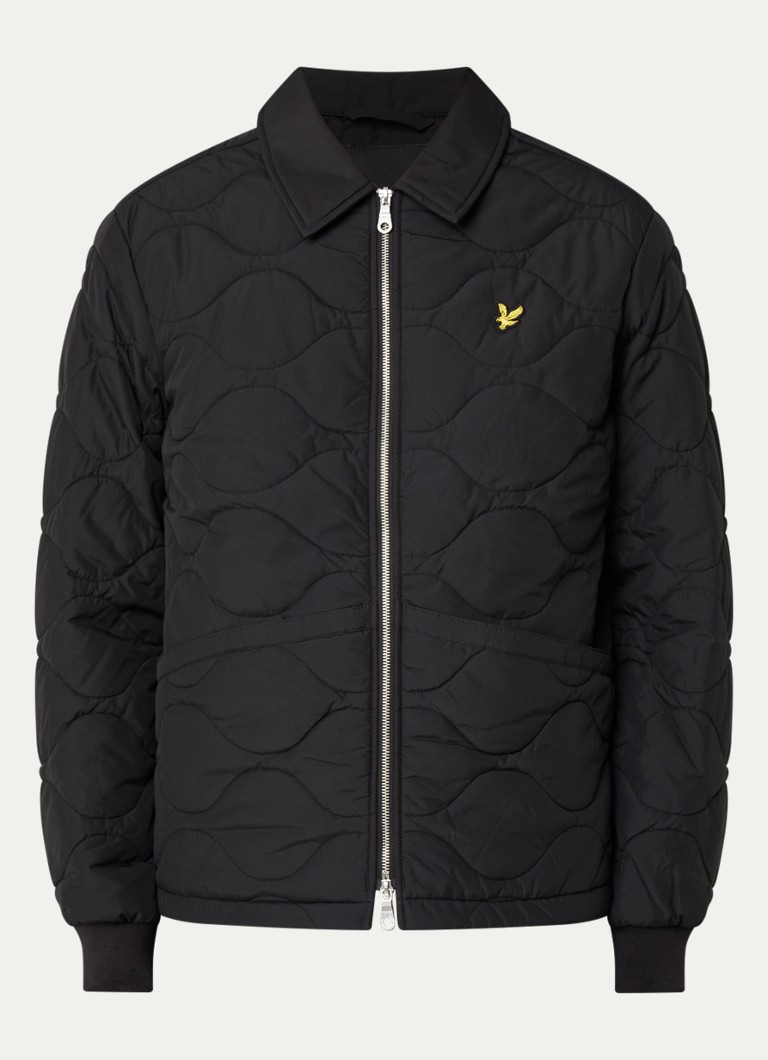 Lyle & Scott Heren Gewatteerd jack met quilt patroon in de kleur Zwart, maat: S