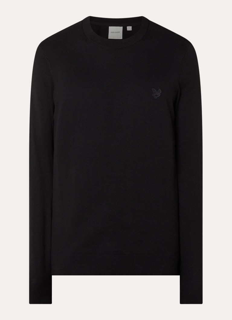 Lyle & Scott Heren Tonal pullover met logo in de kleur Zwart, maat: XL