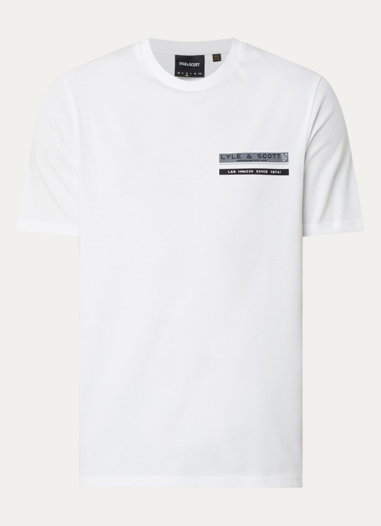 Lyle & Scott Heren TV T-shirt met logo- en backprint in de kleur Wit, maat: S