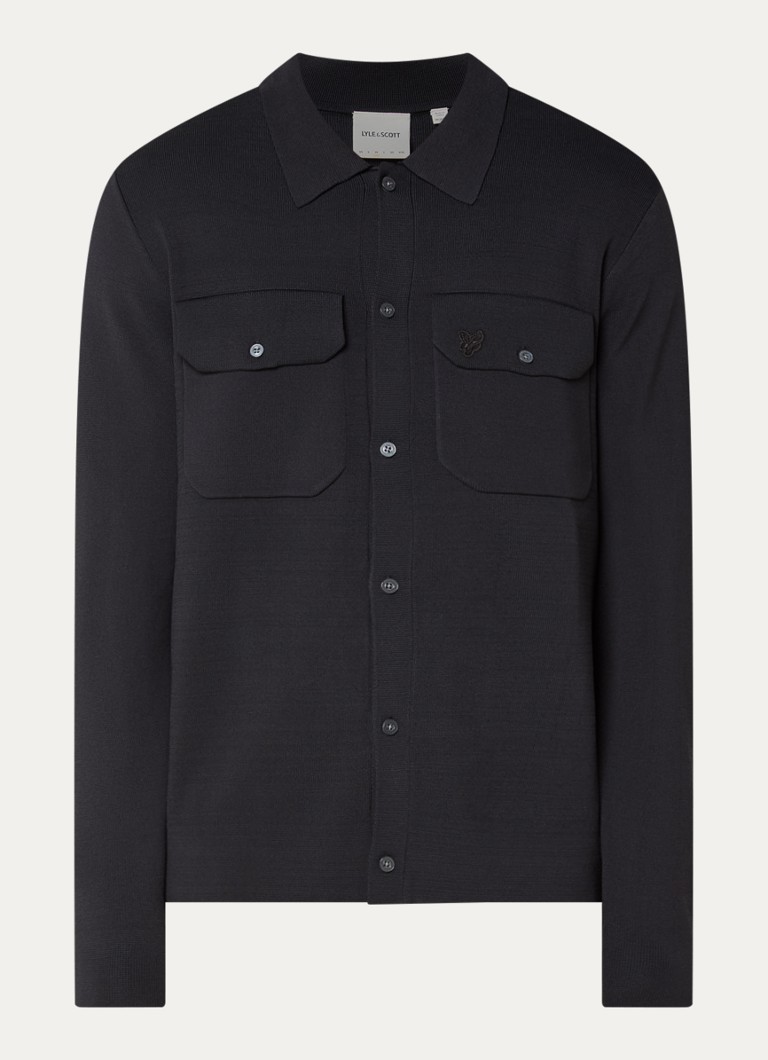 Lyle & Scott Heren Regular fit overshirt met borstzakken in de kleur Zwart, maat: XXL