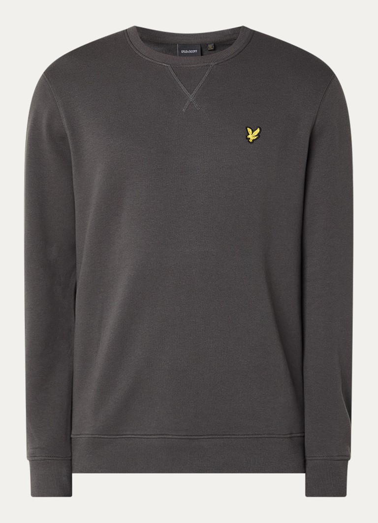 Lyle & Scott Heren Sweater van katoen met logo-applicatie in de kleur Antraciet, maat: S