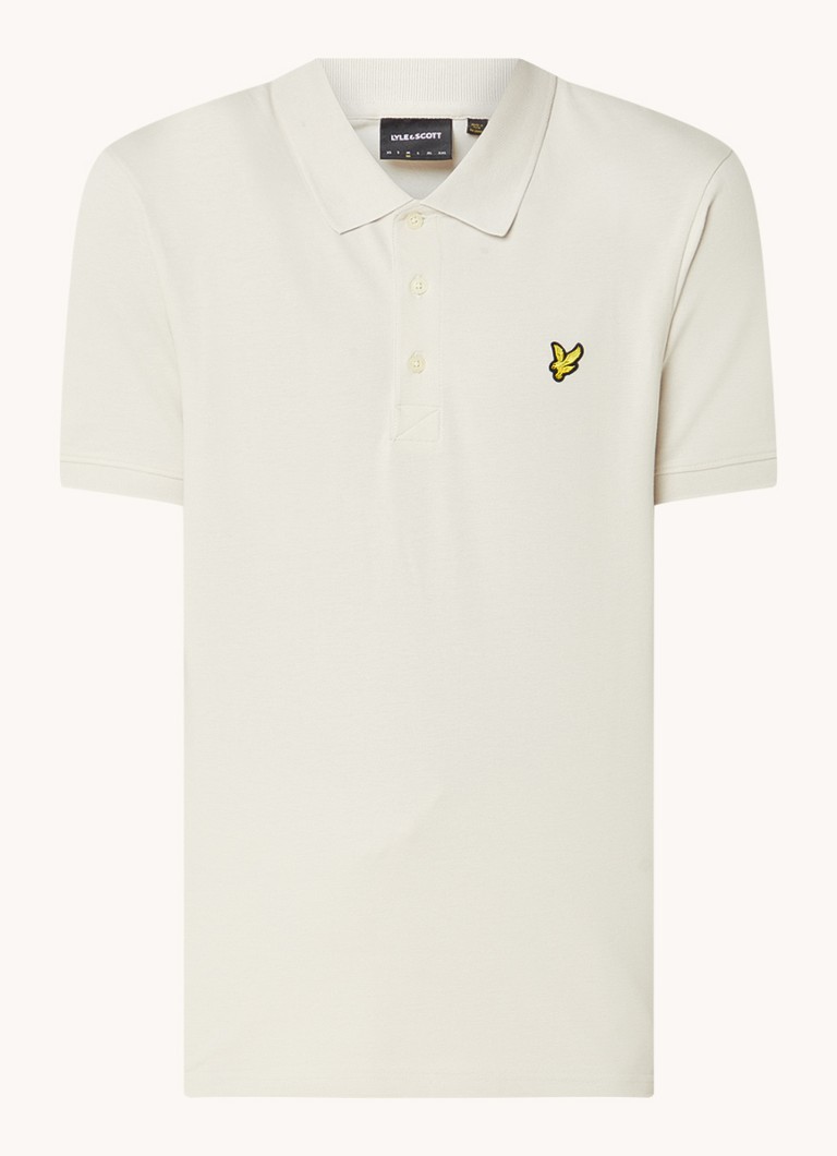 Lyle & Scott Heren Regular fit polo van piqué katoen met logo in de kleur Gebroken wit, maat: S
