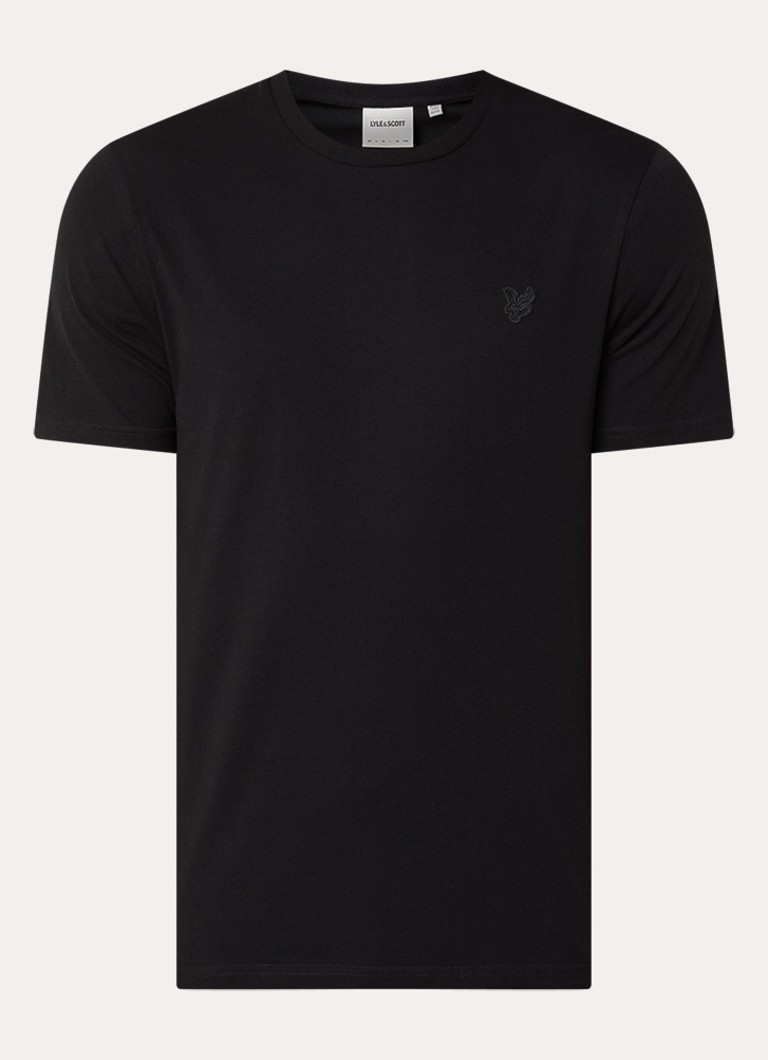 Lyle & Scott Heren Superfine T-shirt met logoborduring in de kleur Zwart, maat: XXL