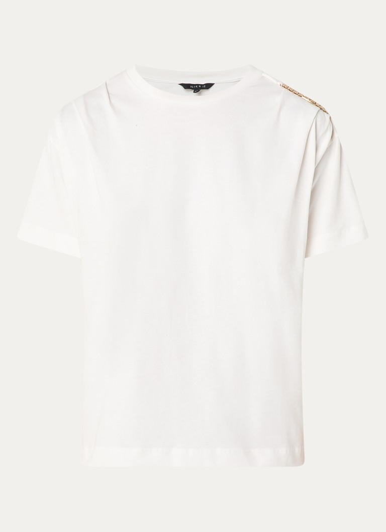 NIKKIE Dames Patos T-shirt met kettingdetail in de kleur Wit