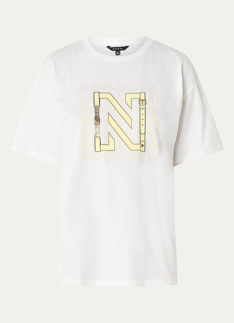 NIKKIE Dames Chain T-shirt met print in de kleur Geel
