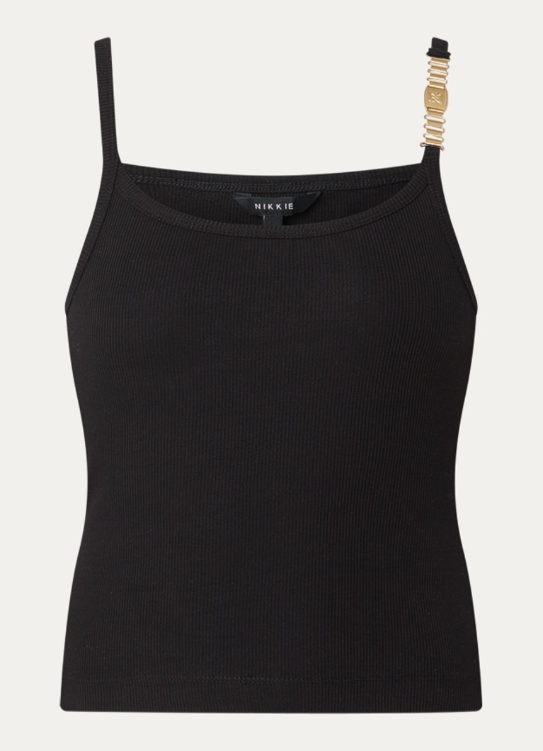 NIKKIE Dames Questa top met structuur in de kleur Zwart