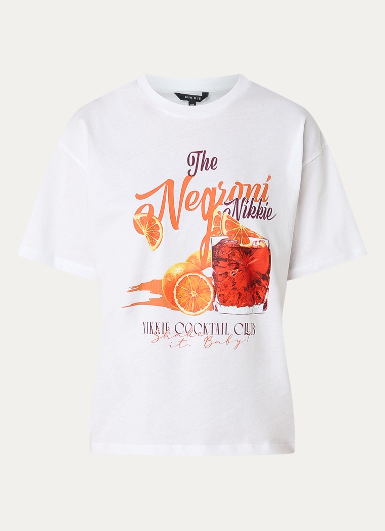 NIKKIE Dames The Negroni T-shirt met print in de kleur Wit