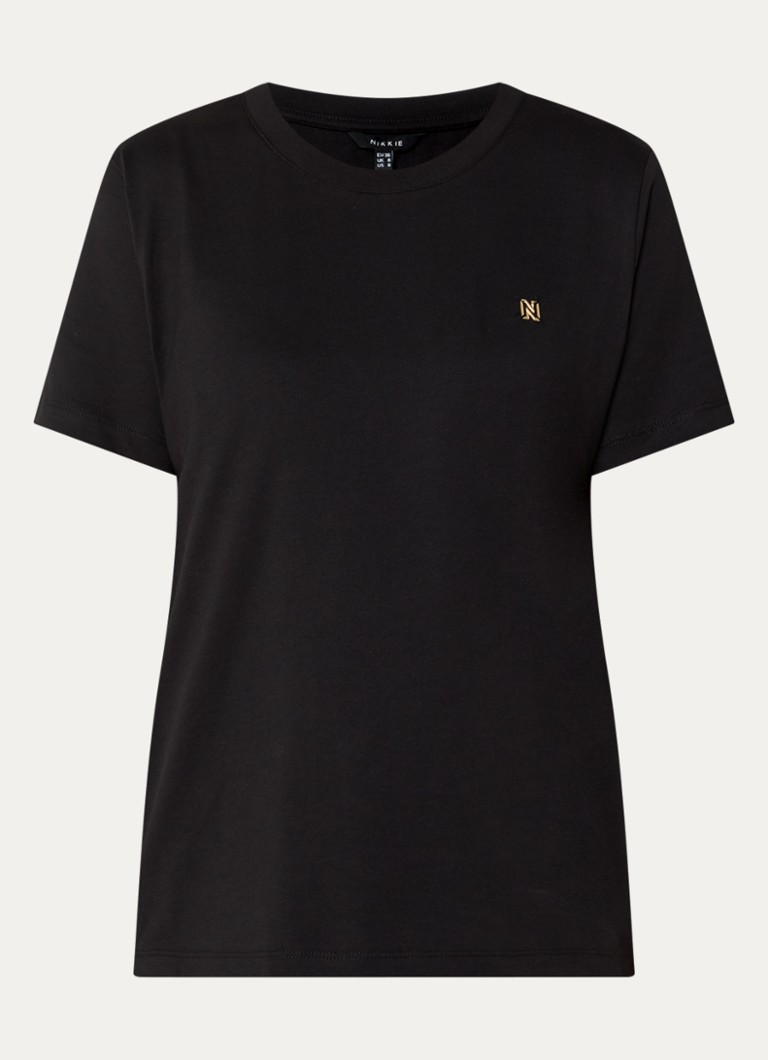 NIKKIE Dames Arella T-shirt met logo in de kleur Zwart