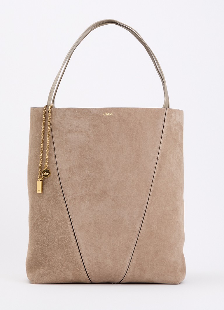 Chloé Dames Spin shopper van kalfsleer in de kleur Lichtgrijs, maat: One Size
