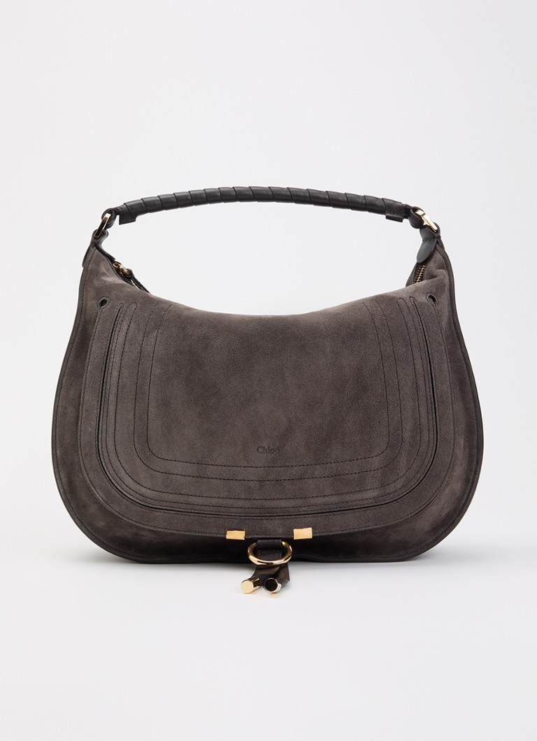 Chloé Dames Marcie Medium schoudertas van kalfssuède in de kleur Bruin, maat: One Size