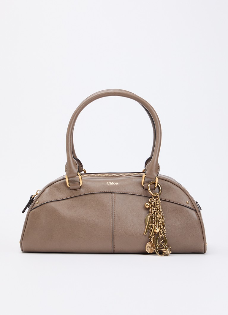Chloé Dames Bowling handtas van kalfsleer met kettingdetail in de kleur Lichtbruin, maat: One Size