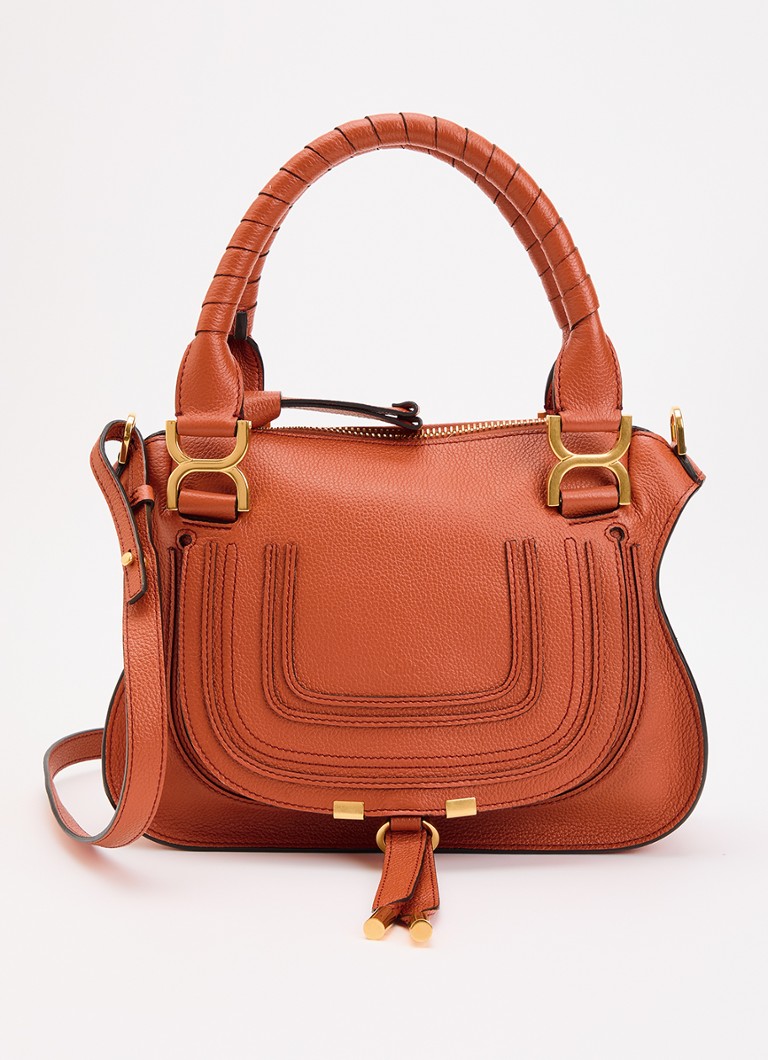Chloé Dames Marcie Small handtas van kalfsleer in de kleur Steenrood, maat: one size