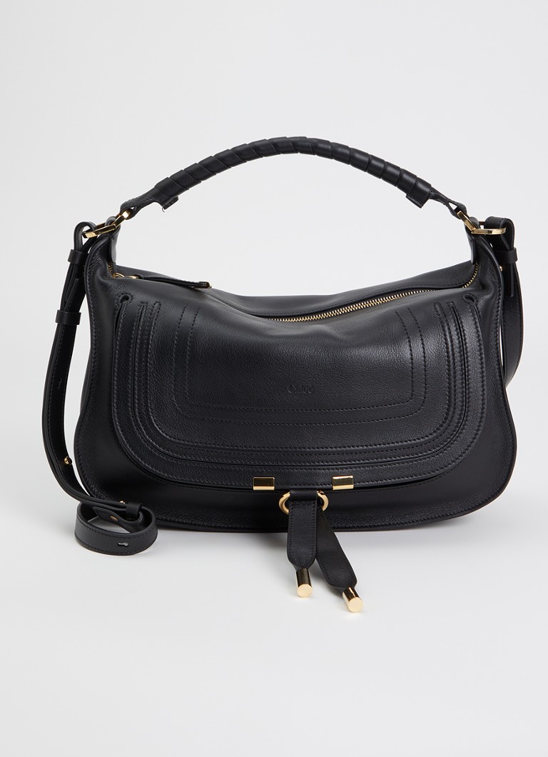 Chloé Dames Marcie Small schoudertas van kalfsleer in de kleur Zwart, maat: One Size