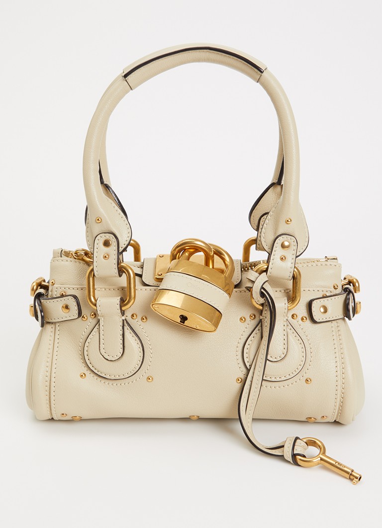 Chloé Dames Small Paddington handtas van leer met studs in de kleur Khaki, maat: One Size