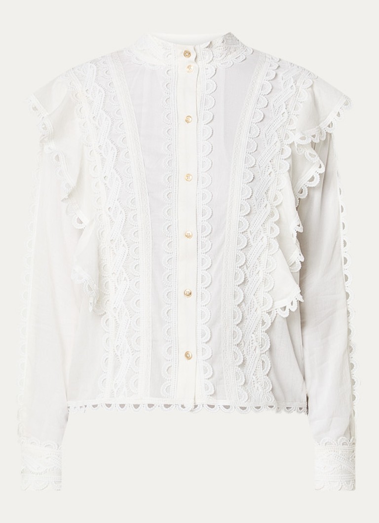 NIKKIE Dames Patna blouse met broderie in de kleur Wit