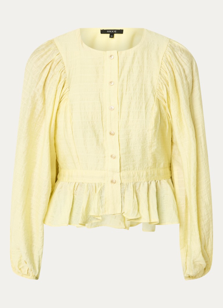 NIKKIE Dames Preble blouse met ballonmouw in de kleur Geel