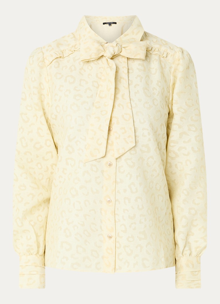 NIKKIE Dames Pragues blouse met panterprint in de kleur Lichtgeel
