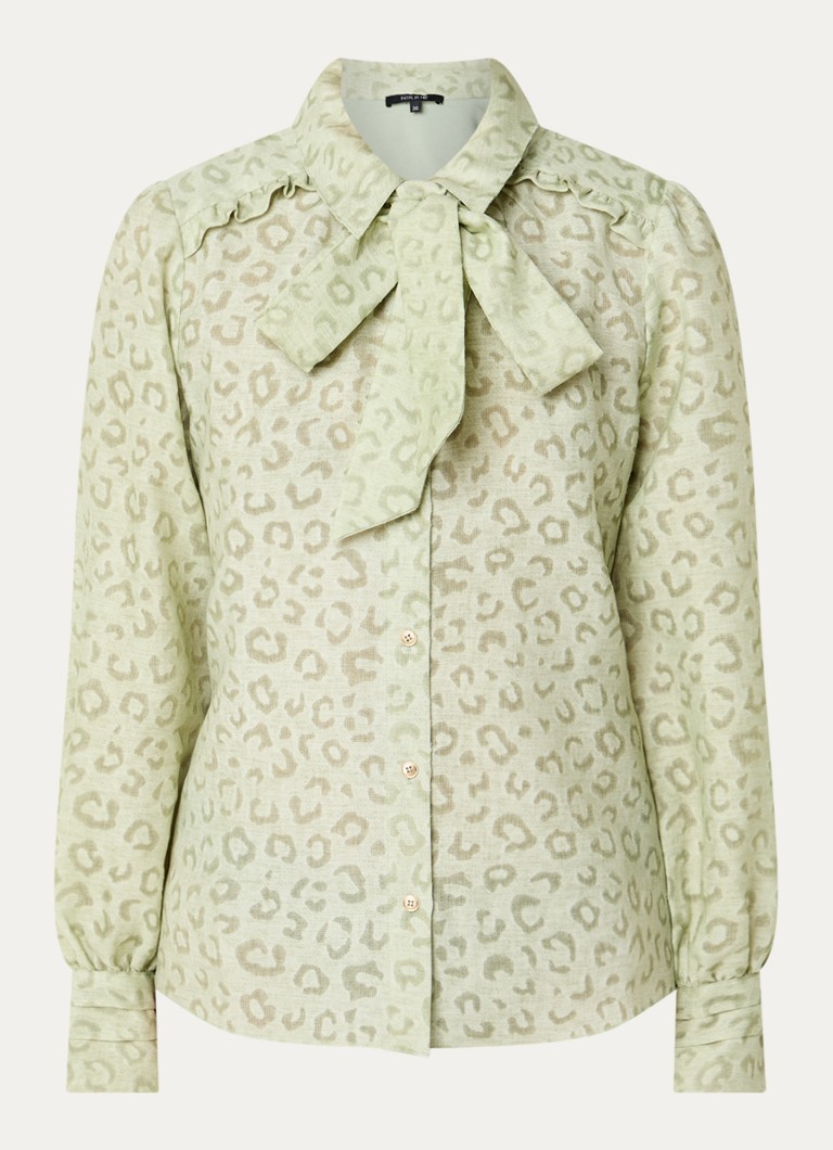 NIKKIE Dames Pragues blouse met panterprint in de kleur Taupe