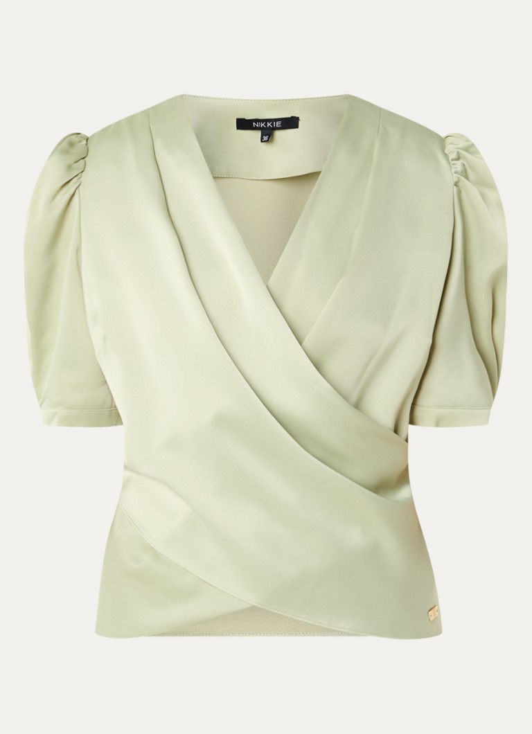 NIKKIE Dames Kransis tuniek met pofmouwen in de kleur Donkerbeige