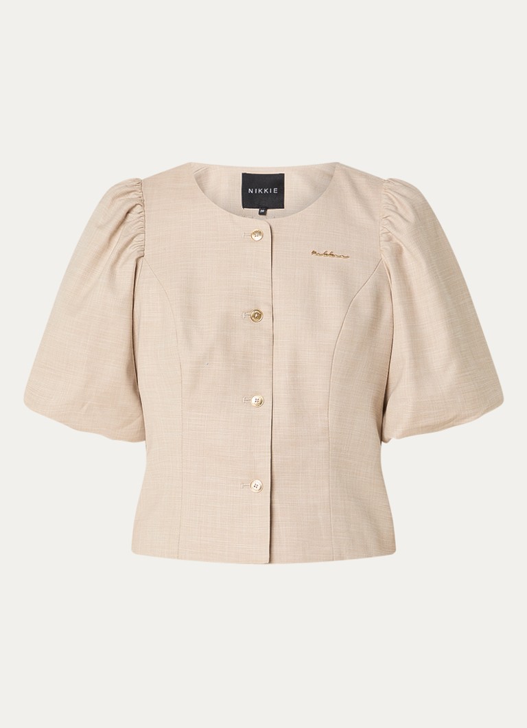 NIKKIE Dames Quito blouse met logo in de kleur Beige